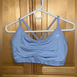 gymshark light blue ruched training bra